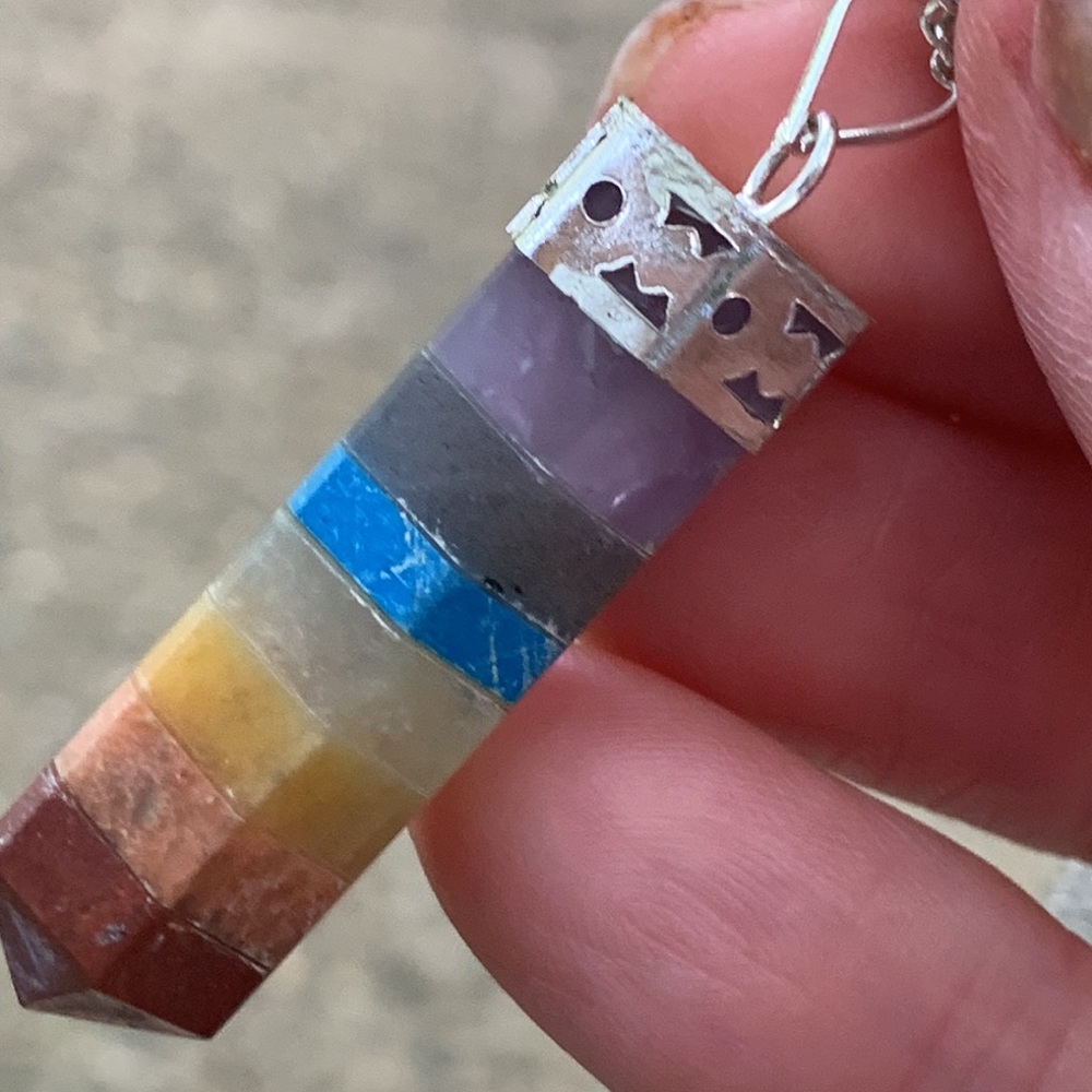 Seven Chakra Silver Capped Terminated Pendant - Picture 5 of 16
